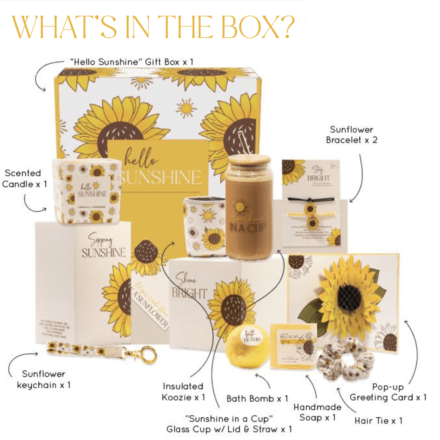 Sunflower-Themed Self-Care 10Pc Gift Box – Thoughtful and Relaxing Gifts for Women