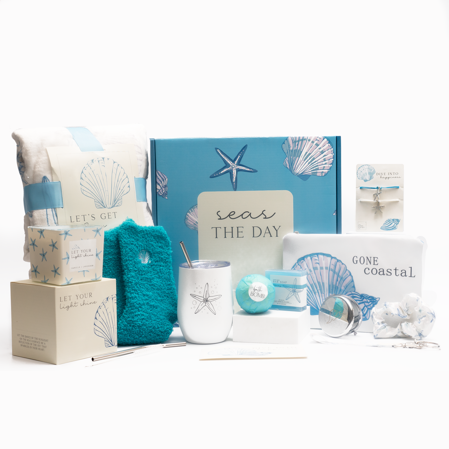 Luxury Self-Care 15Pc Gift Box for Women – Cozy, Spa, and Ocean-Inspired Relaxation Set