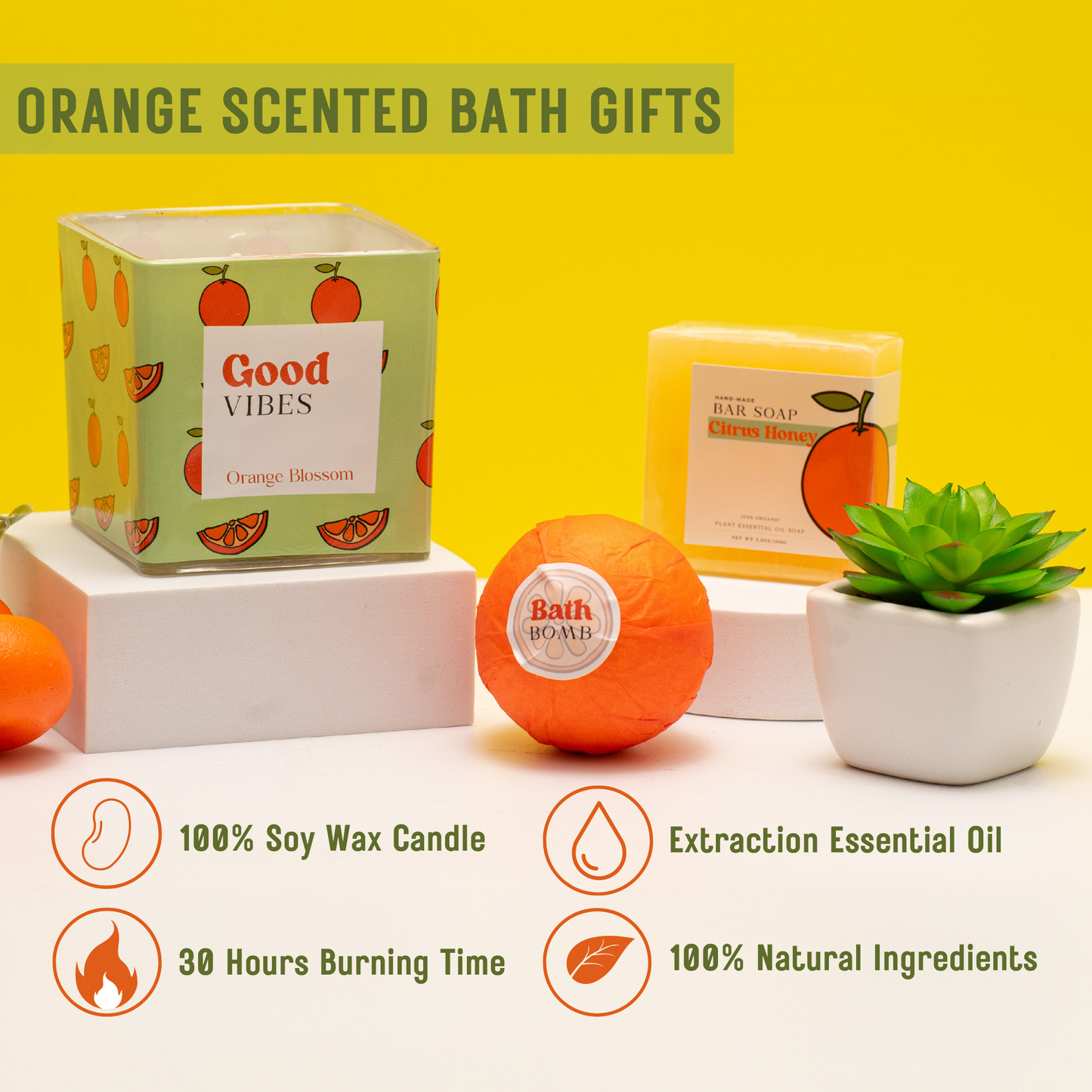 Citrus-Themed Self-Care 10Pc Gift Box – Refreshing and Cozy Gifts for Women