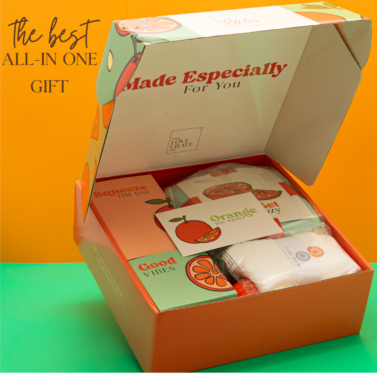 Citrus-Themed Self-Care 10Pc Gift Box – Refreshing and Cozy Gifts for Women