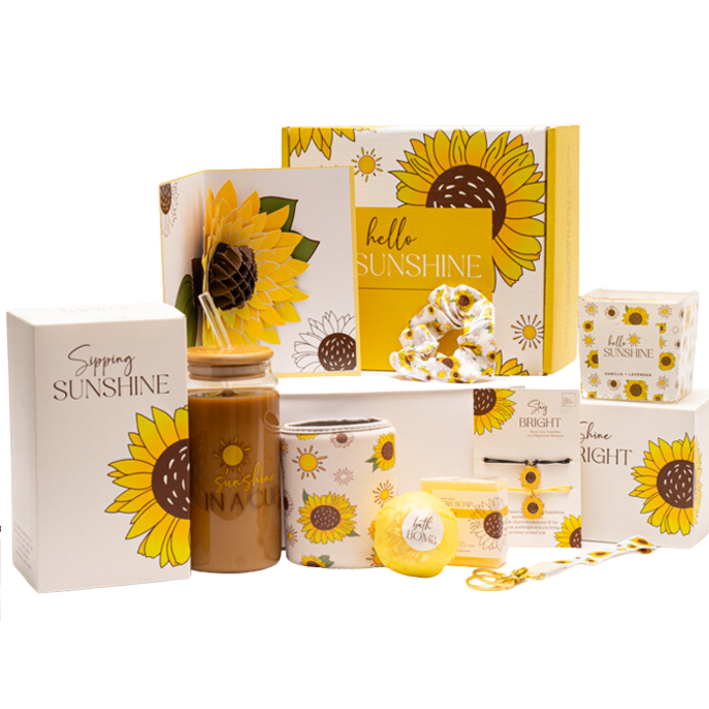 Sunflower-Themed Self-Care 10Pc Gift Box – Thoughtful and Relaxing Gifts for Women