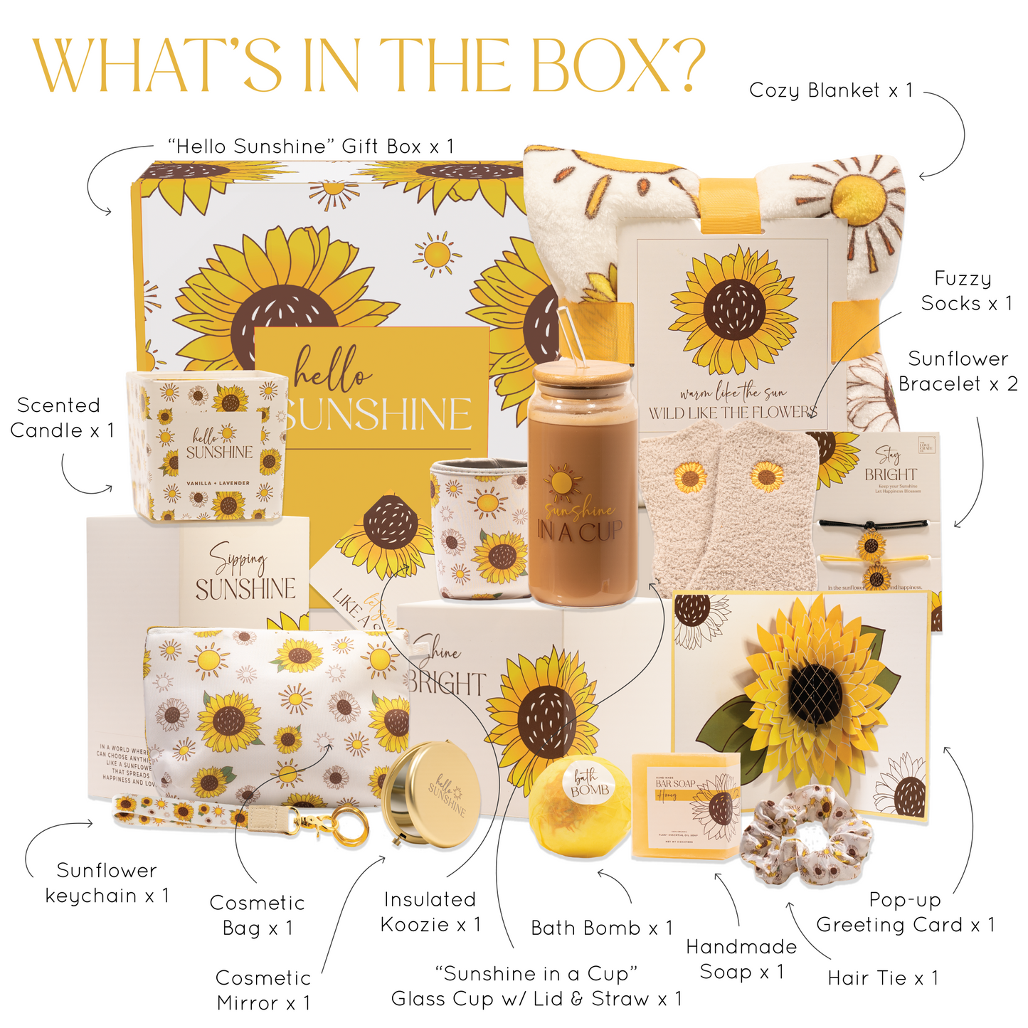 Sunflower-Themed Luxury 15-Piece Gift Box