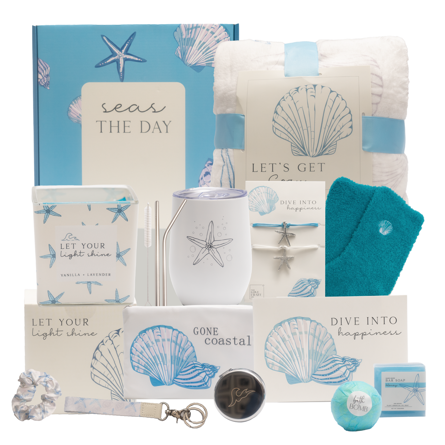 Luxury Self-Care 15Pc Gift Box for Women – Cozy, Spa, and Ocean-Inspired Relaxation Set