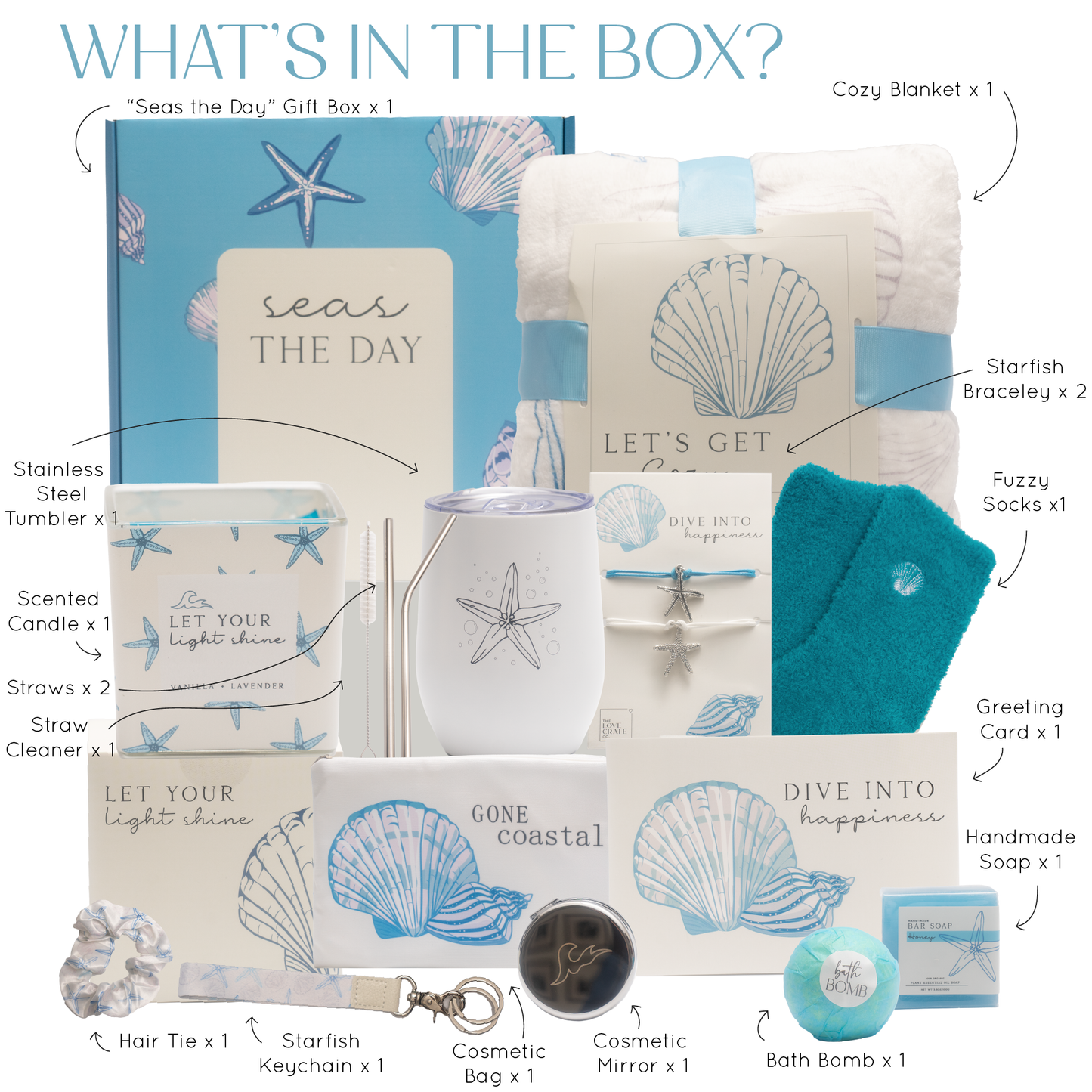Luxury Self-Care 15Pc Gift Box for Women – Cozy, Spa, and Ocean-Inspired Relaxation Set