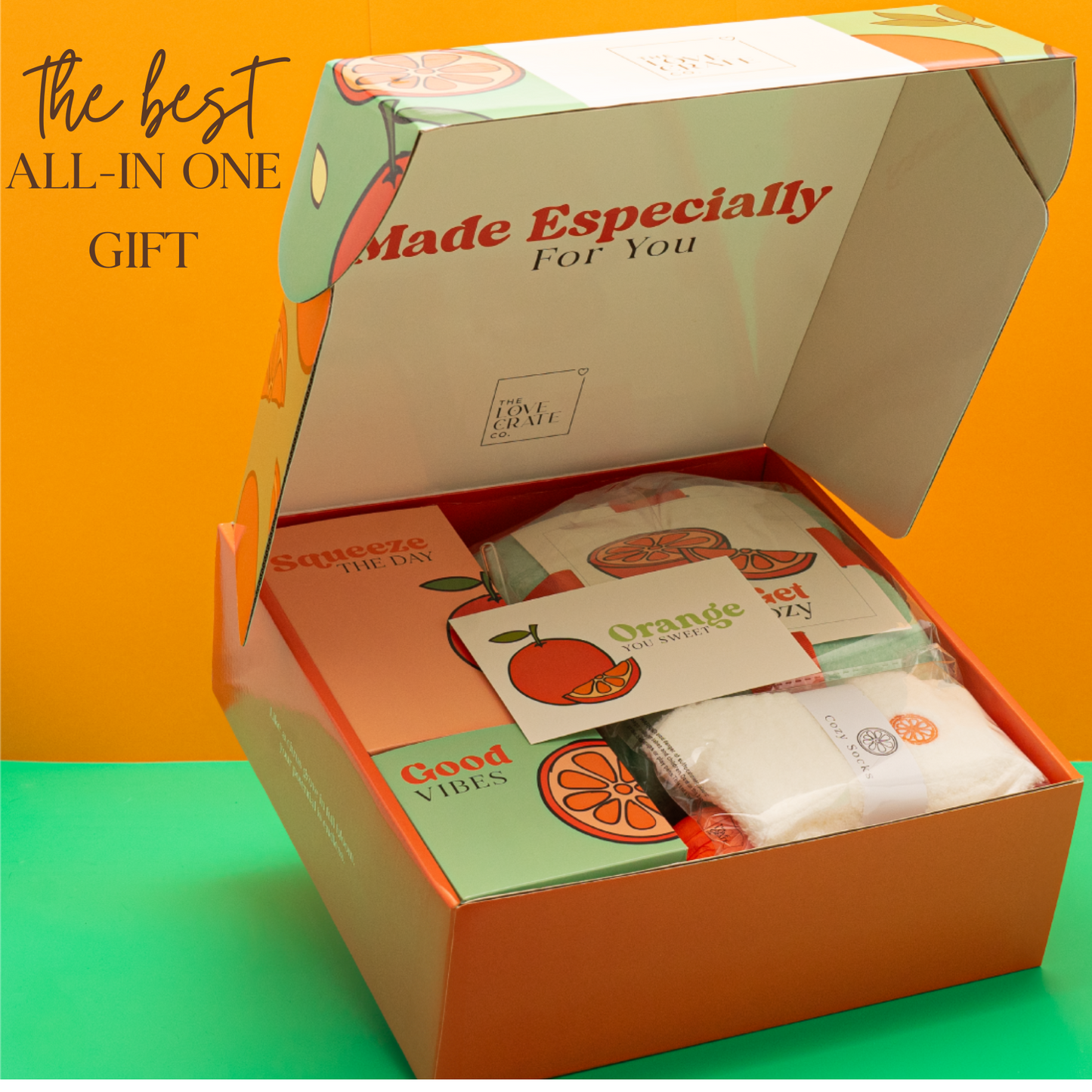 The Love Crate Co Mother’s Day Gift Baskets for Women. Orange Hello Sunshine Gift Box for Women. New Mom Gift Basket, Birthday Box for Woman, Get Well Soon Gift Basket, Spa Baskets for Women Gift