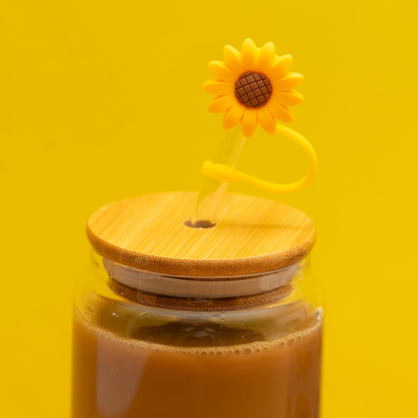 Sunflower Gifts for Women - Glass Tumbler with Lid and Straw, Customized Straw Stopper and Koozie Holder. Aesthetic Unique Design Iced Coffee Gift Cup for Mom, Teacher, Friend