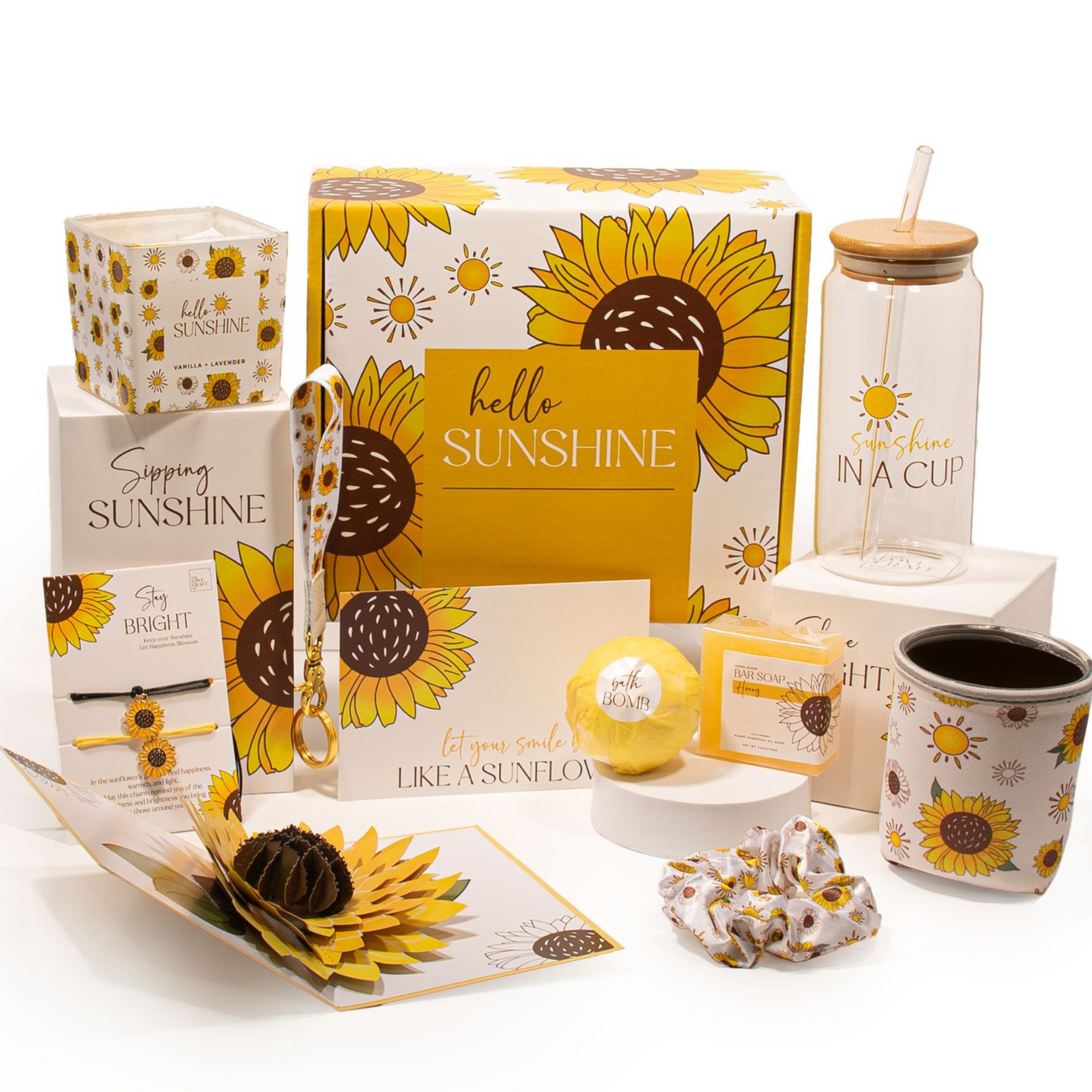 Sunflower Gifts for Women: Birthday, Mother's Day, Get Well Soon Gifts Care Package for Women - Sending Sunshine - Unique Relaxation Gifts Box for Her, Sister, Best Friend - Thinking of You