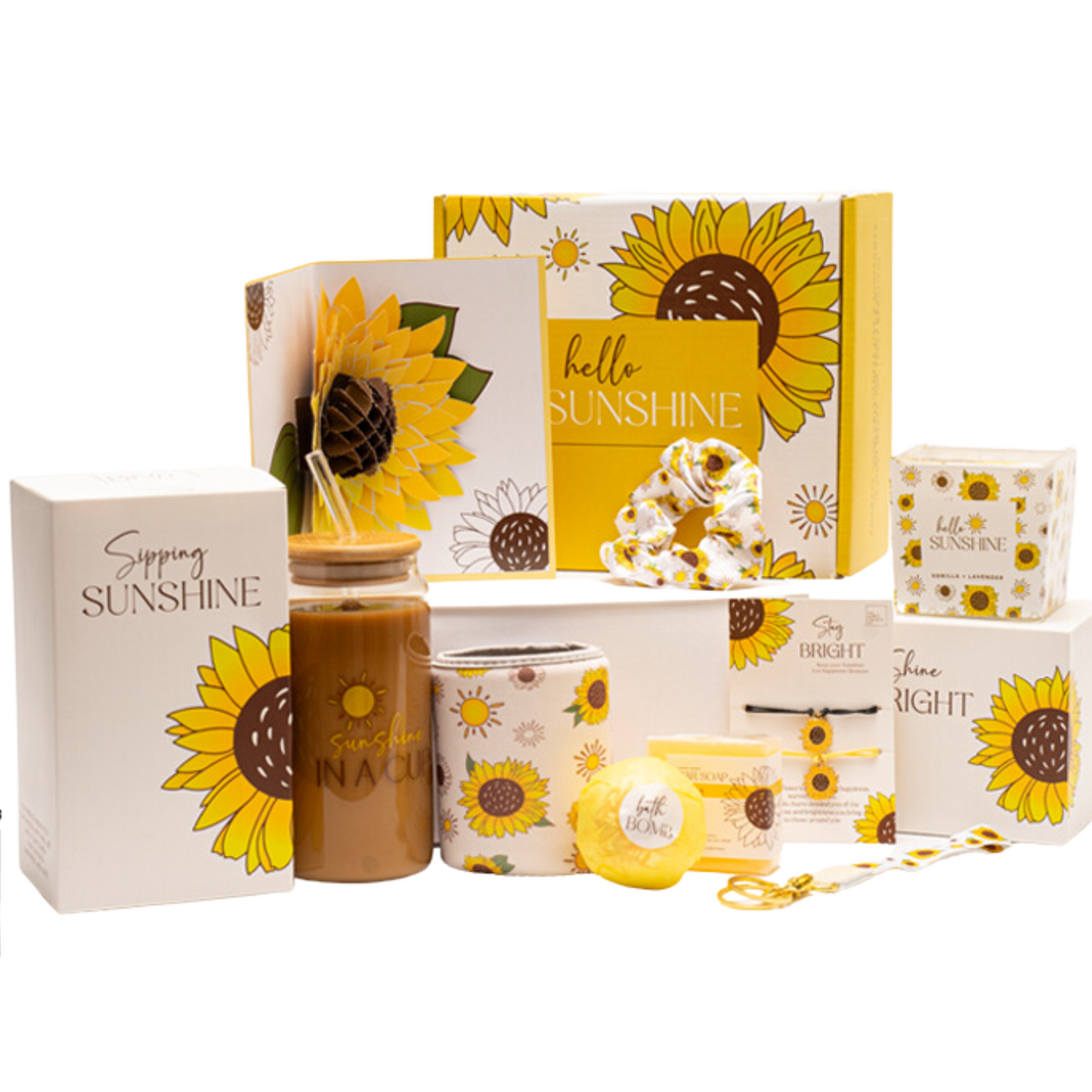 Sunflower Gifts for Women: Birthday, Mother's Day, Get Well Soon Gifts Care Package for Women - Sending Sunshine - Unique Relaxation Gifts Box for Her, Sister, Best Friend - Thinking of You